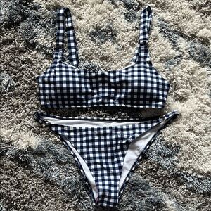 Kensie Blue and White Checkered Bikini